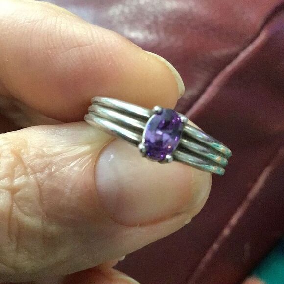 Ring, Purple Cubic Zirconia Ring, NEW, size 7.5, Handmade, CZ, Artisan - Picture 3 of 7